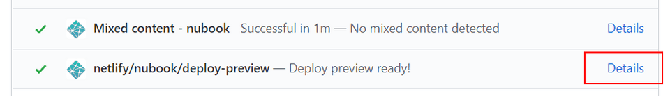 Screenshot of deploy previews link